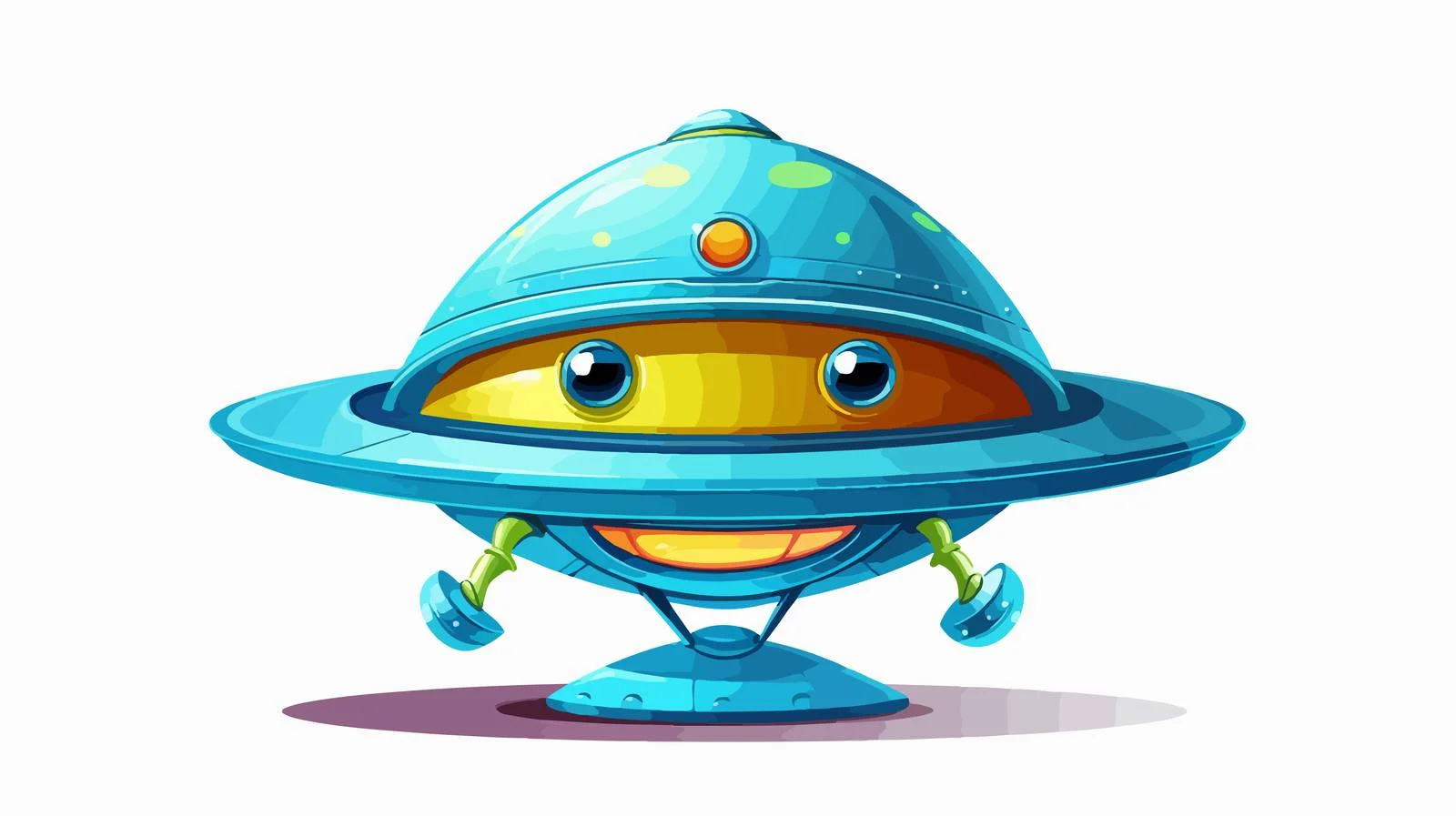 Retro Cartoon Alien Flying Saucer Illustration — free download from Dotvec