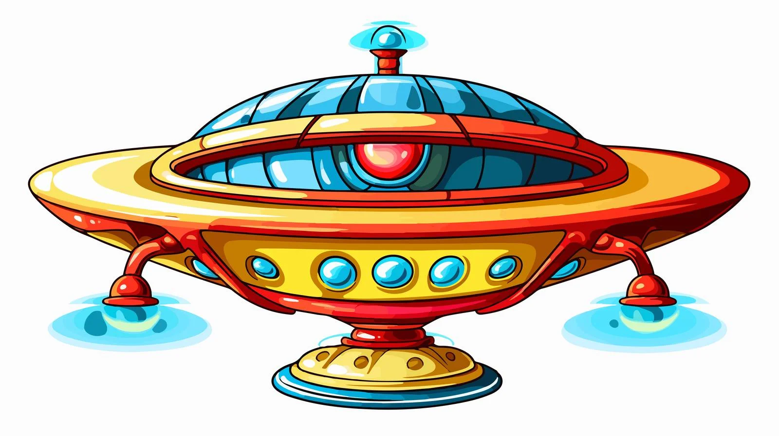 Retro Cartoon Alien in Flying Saucer — free download from Dotvec