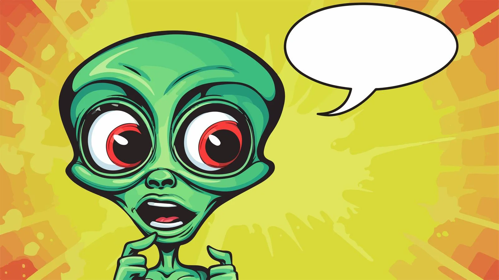 Retro Alien with Speech Bubble Illustration — free download from Dotvec