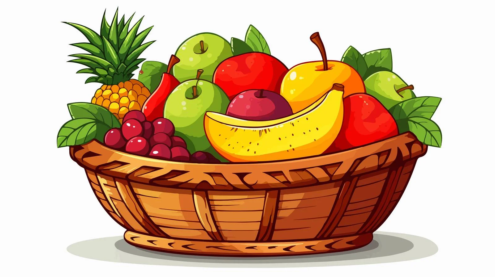 Retro Cartoon Fruit Basket Vector Illustration — free download from Dotvec