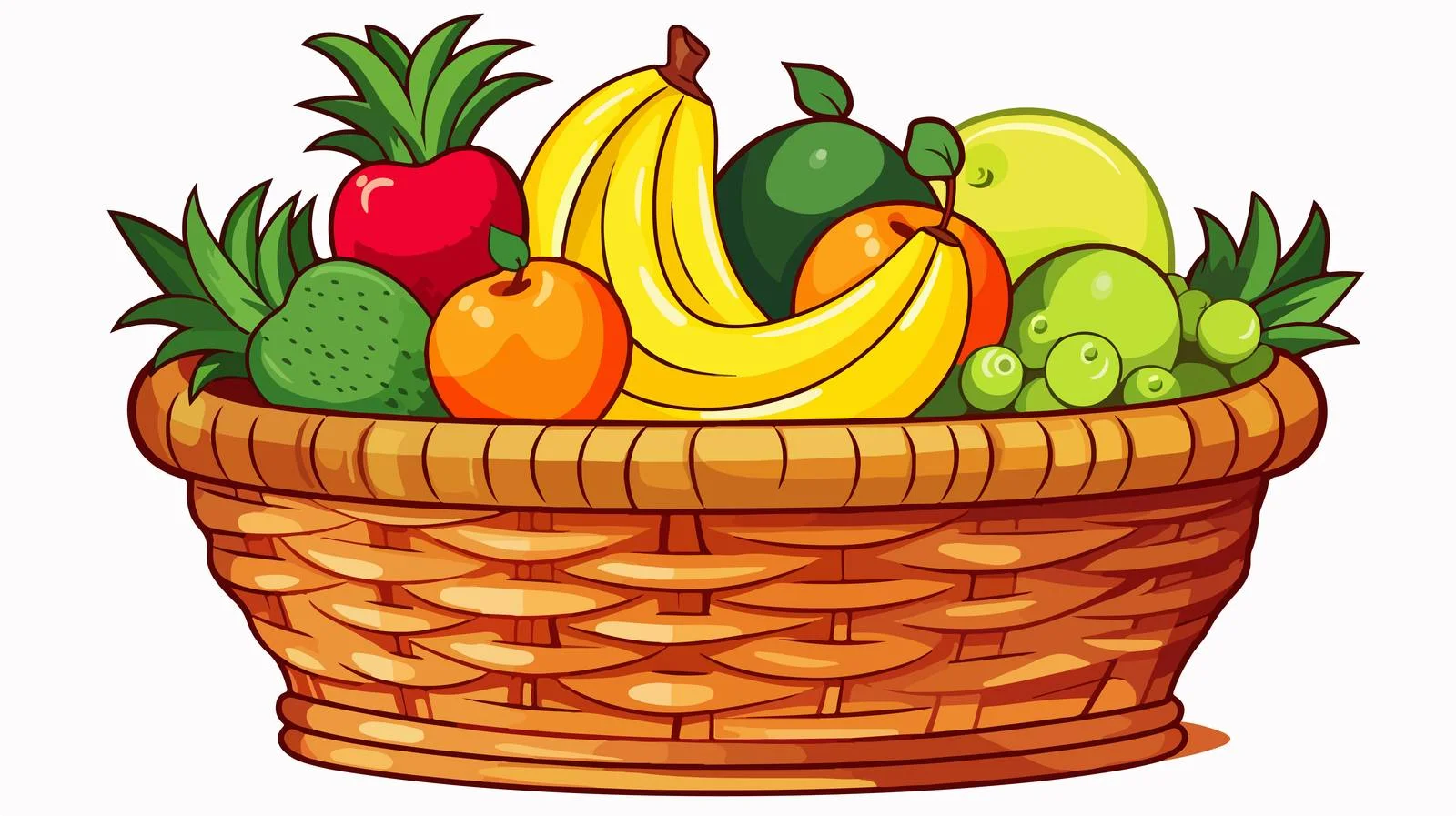Vintage Fruit Basket Illustration — free download from Dotvec