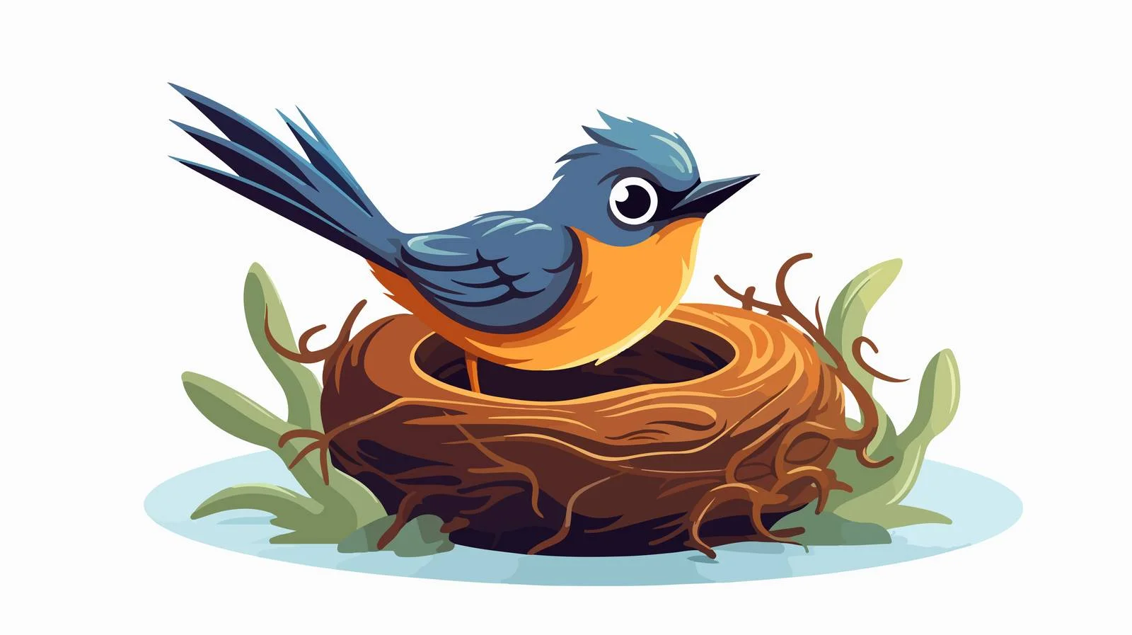 Retro Cartoon Bird on Nest Vector — free download from Dotvec