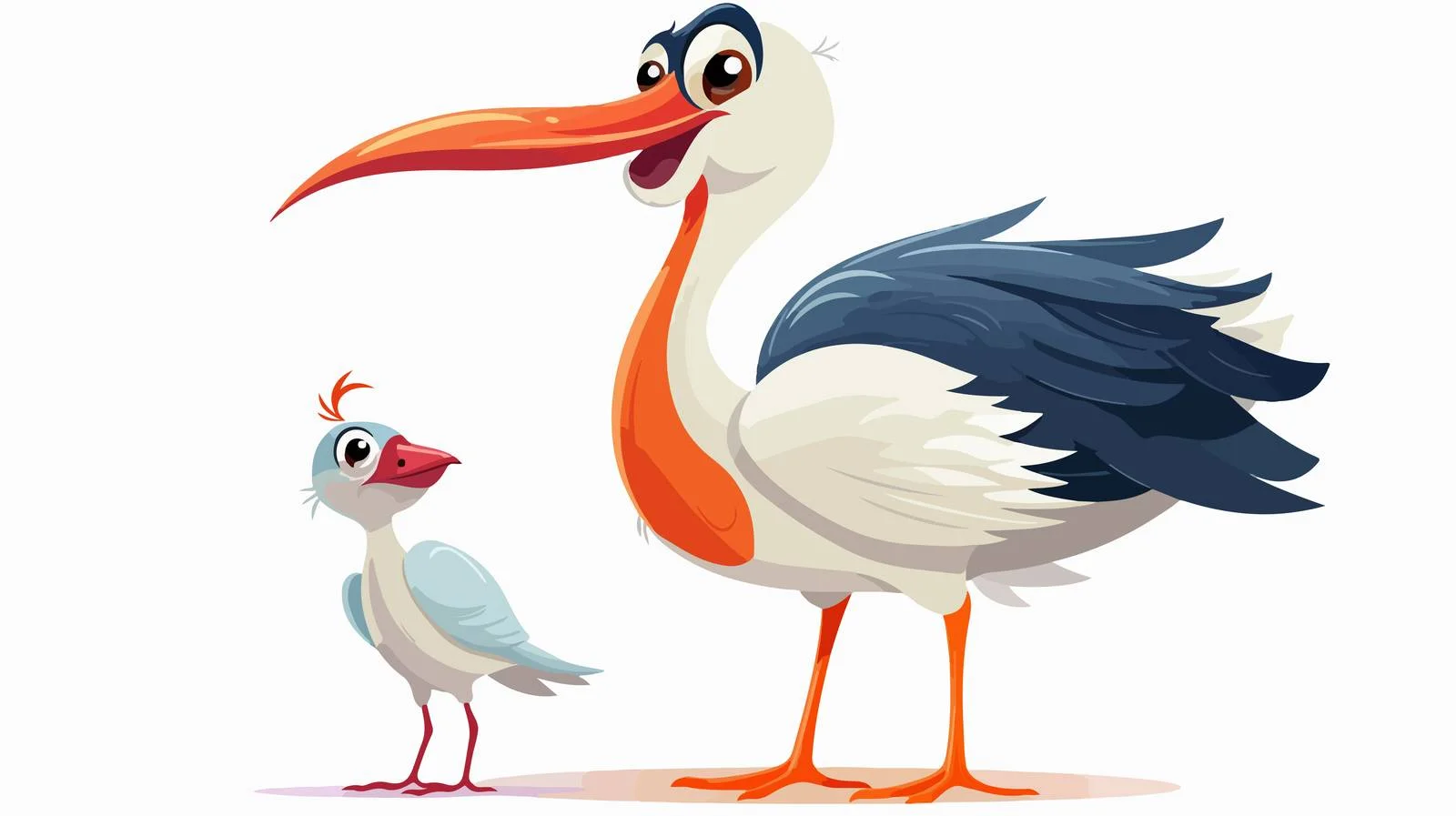Retro Cartoon Stork with Baby Vector — free download from Dotvec