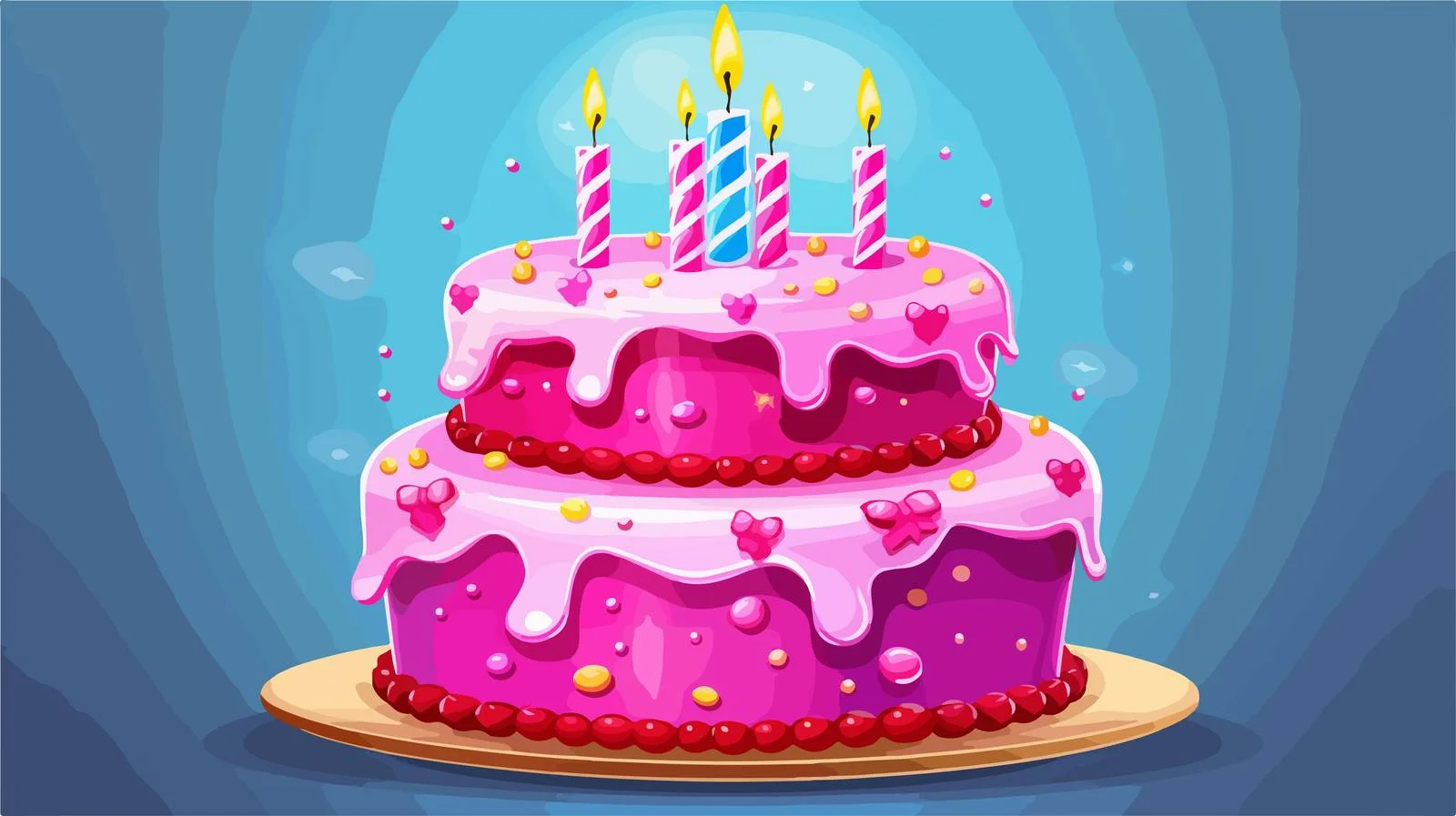 Retro Cartoon Birthday Cake Illustration — free download from Dotvec