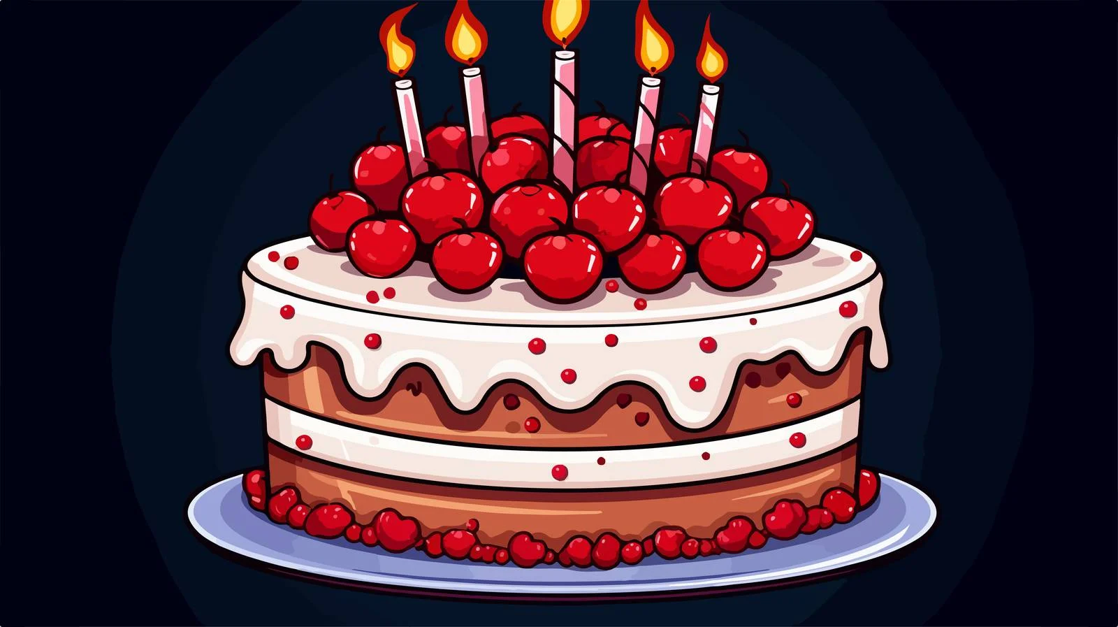 Vintage Cartoon Birthday Cake Vector Illustration — free download from Dotvec