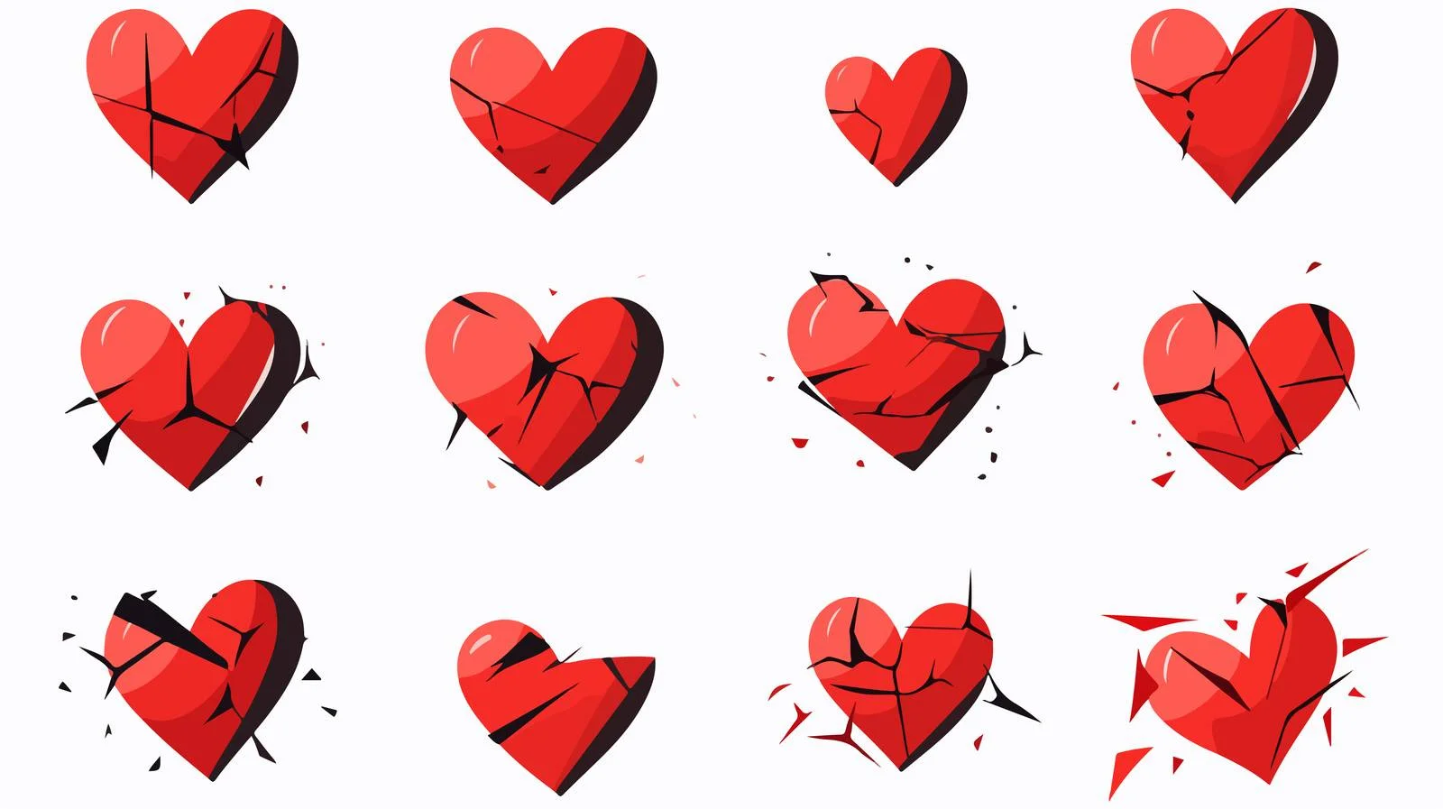 Vintage Broken Heart Symbols Illustration — free download from Dotvec