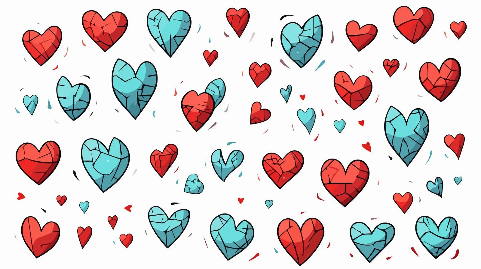 Retro Cartoon Broken Heart Symbols — free download from Dotvec
