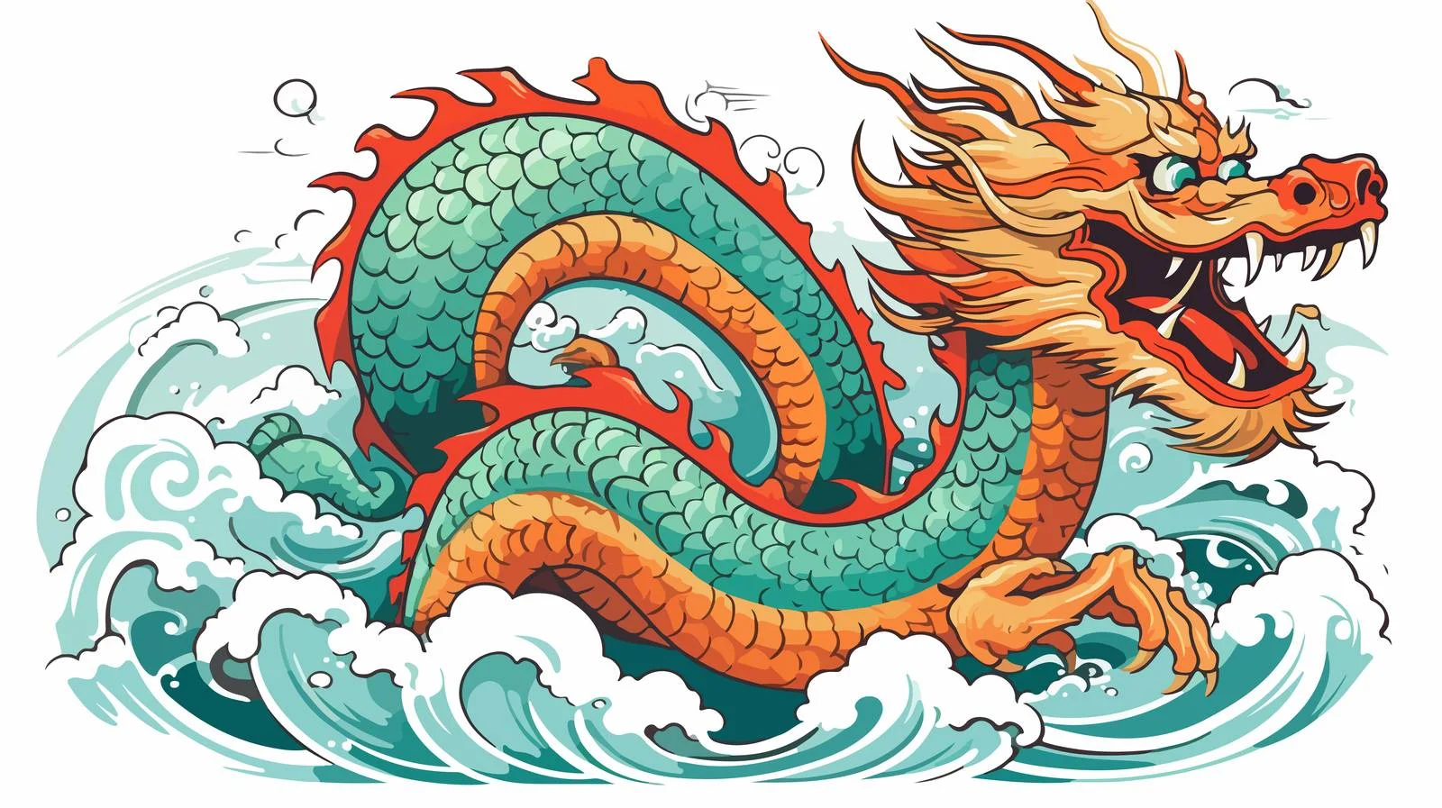 Vintage Chinese Dragon Vector Illustration — free download from Dotvec