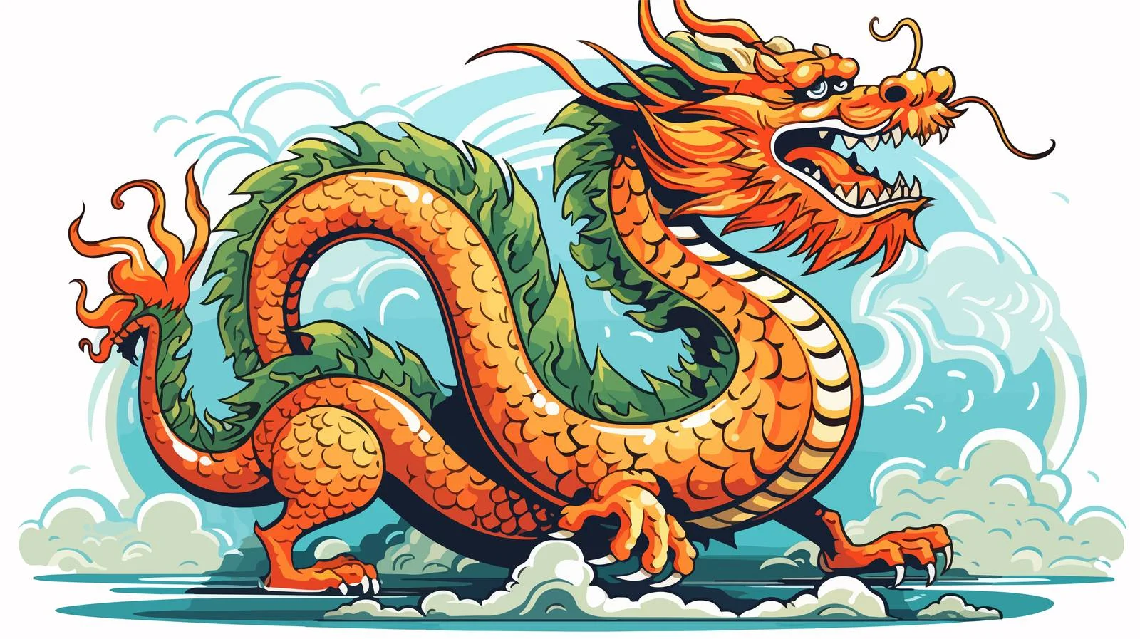 Retro Chinese Dragon Illustration — free download from Dotvec