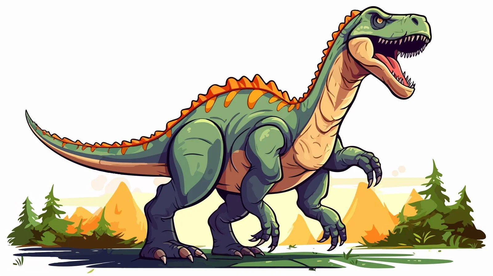 Retro Cartoon Dinosaur Illustration — free download from Dotvec
