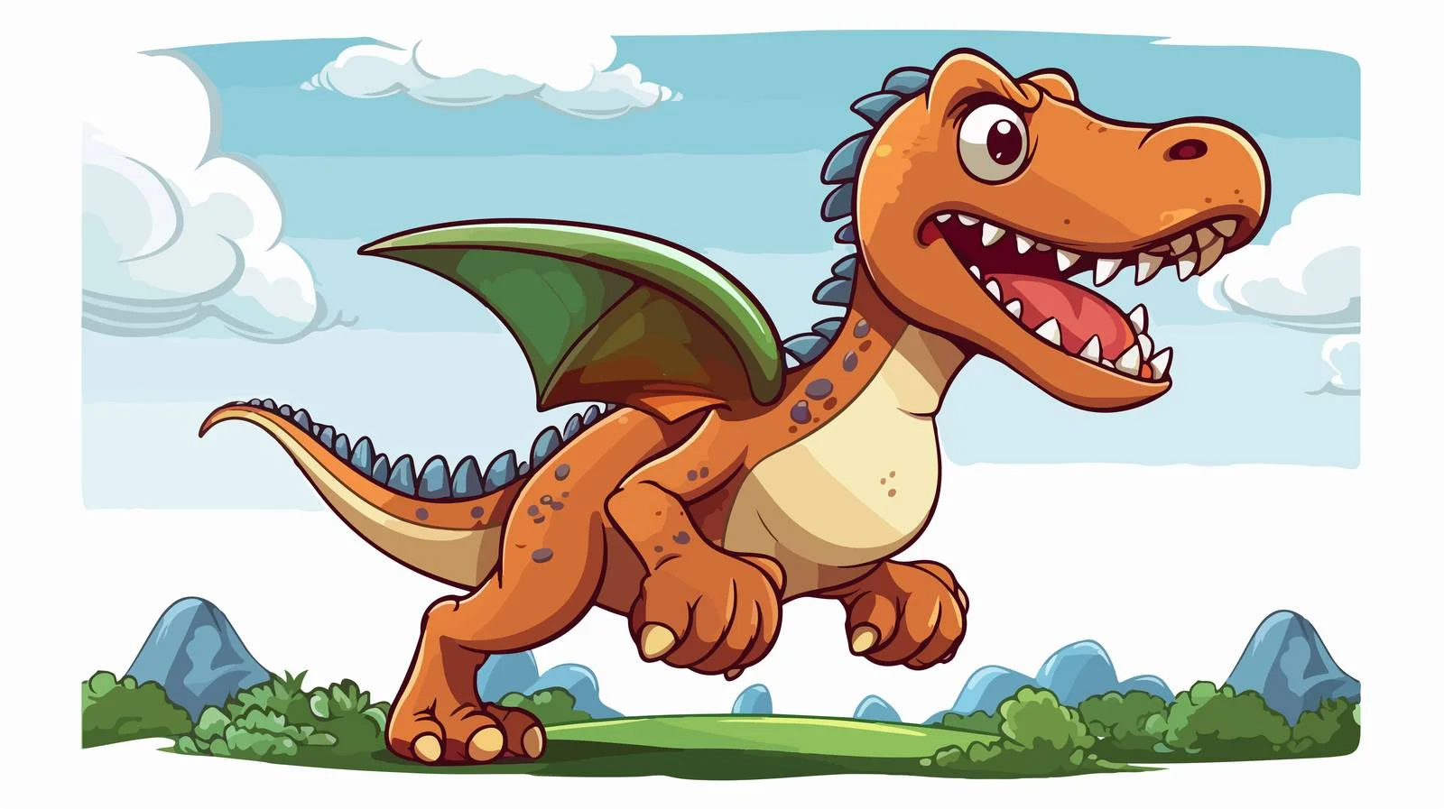 Retro Flying Dinosaur Vector Illustration — free download from Dotvec