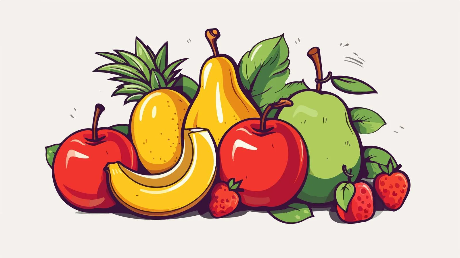 Vintage Fruit Cartoon Symbol Vector — free download from Dotvec