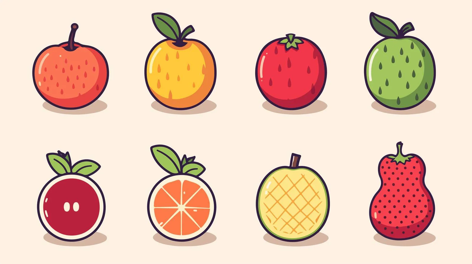 Retro Cartoon Fruit Symbol Vector — free download from Dotvec