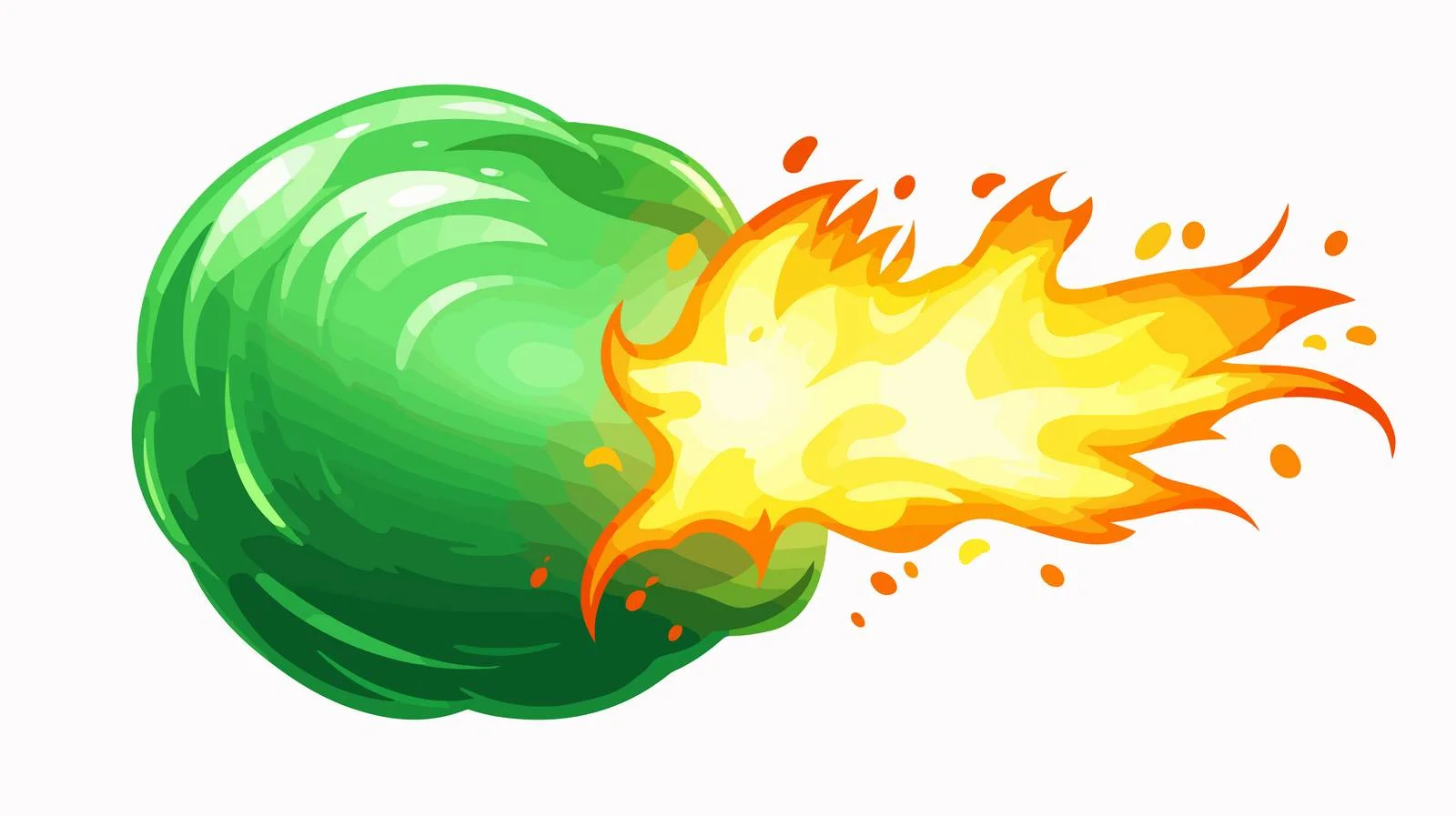 Retro Cartoon Green Fireball Illustration — free download from Dotvec