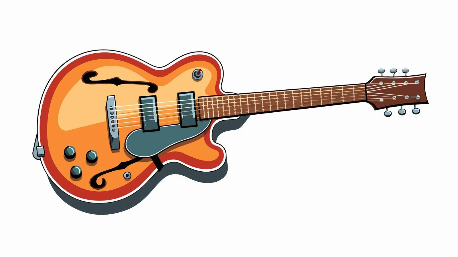 Vintage Cartoon Guitar Vector Illustration — free download from Dotvec