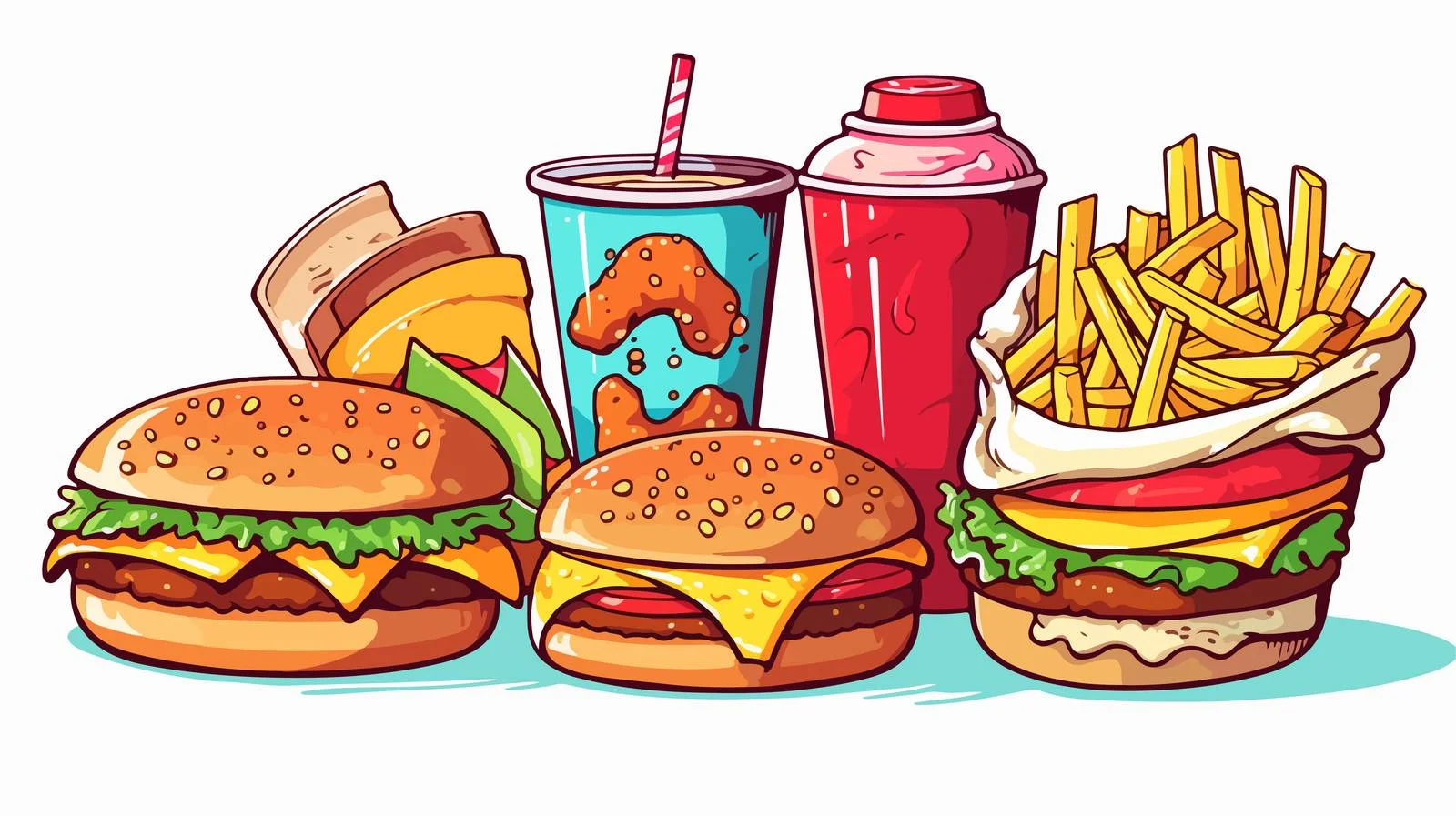 Vintage Cartoon Junk Food Illustration — free download from Dotvec