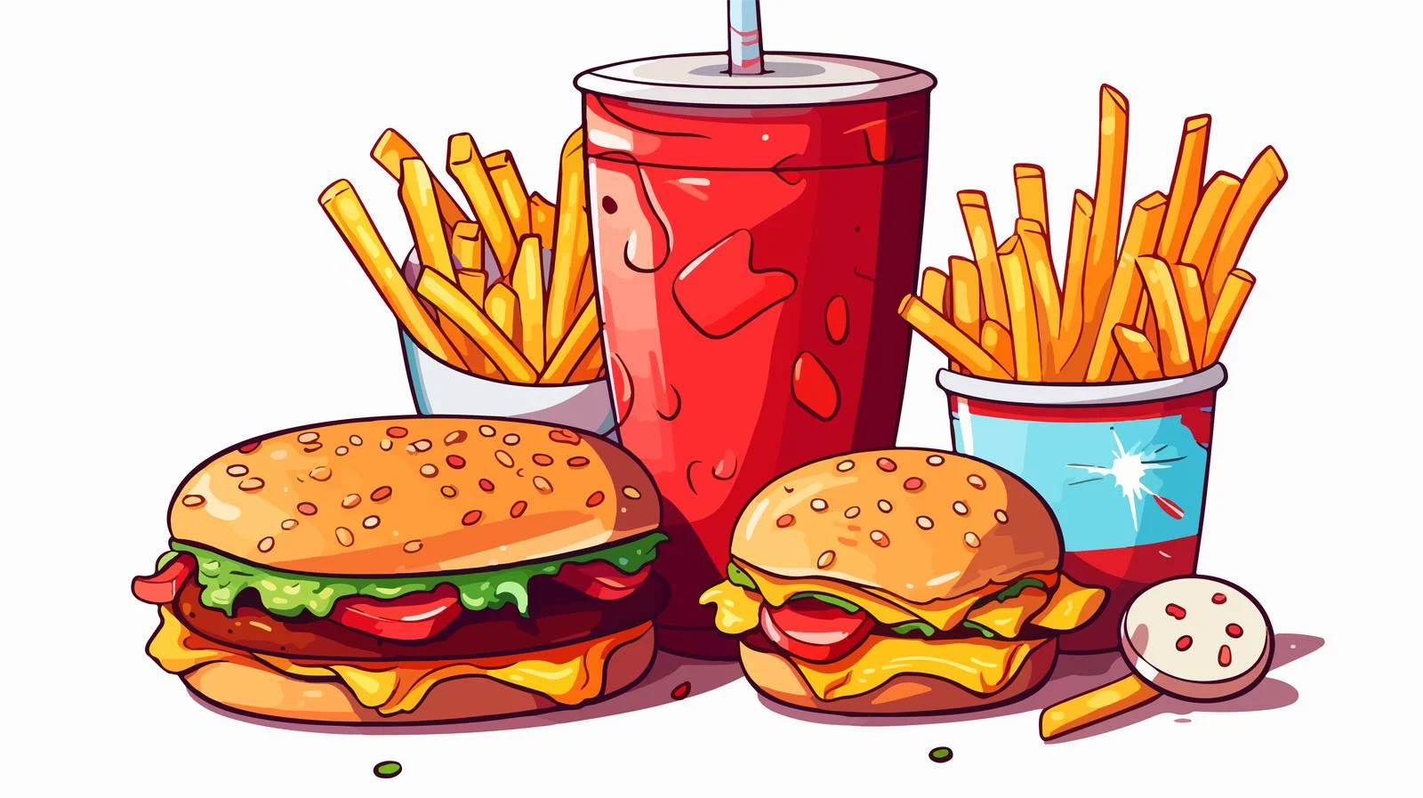 Vintage Cartoon Junk Food Illustration — free download from Dotvec