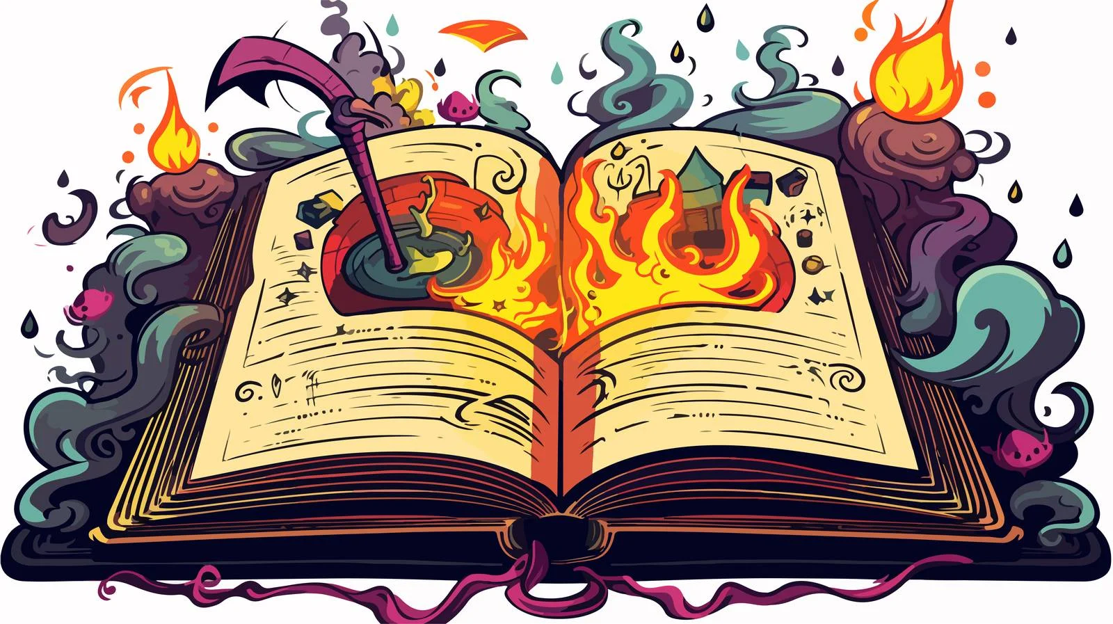 Retro Cartoon Magic Spell Book — free download from Dotvec