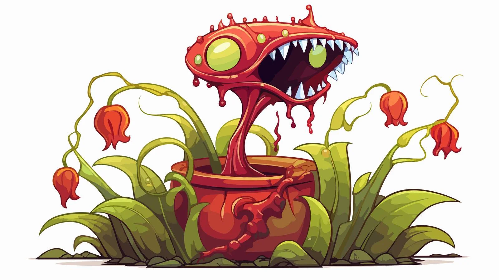 Vintage Cartoon Man & Carnivorous Plant — free download from Dotvec