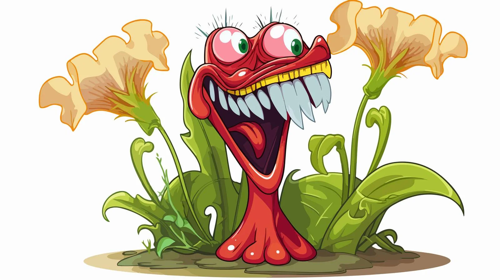 Vintage Cartoon Man Carnivorous Plant Illustration — free download from Dotvec