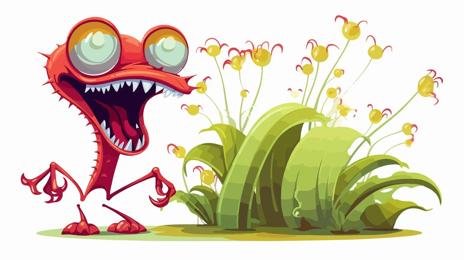 Retro Cartoon Man and Carnivorous Plant — free download from Dotvec