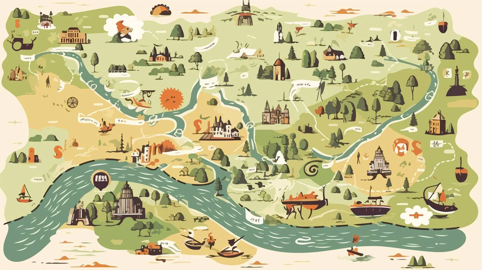 Vintage Cartoon Map Illustration — free download from Dotvec