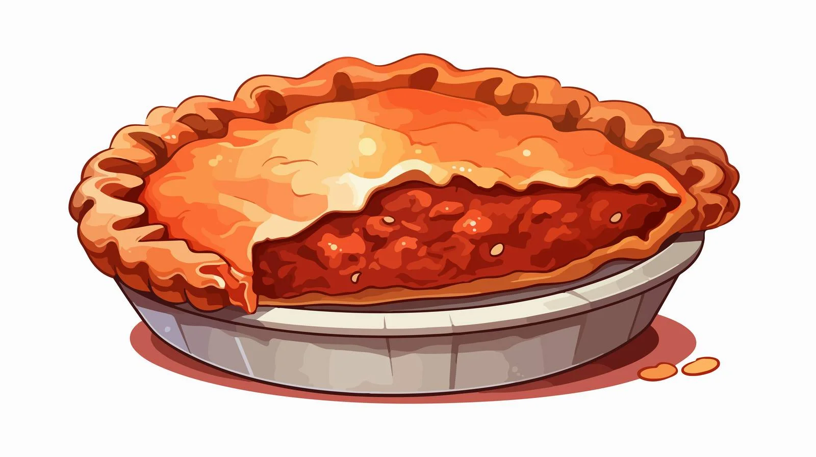 Retro Cartoon Meat Pie Vector Illustration