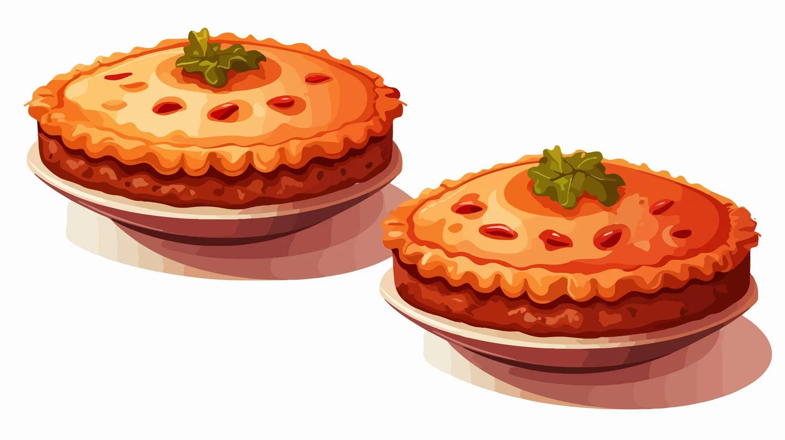 Retro Cartoon Meat Pie Vector Illustration