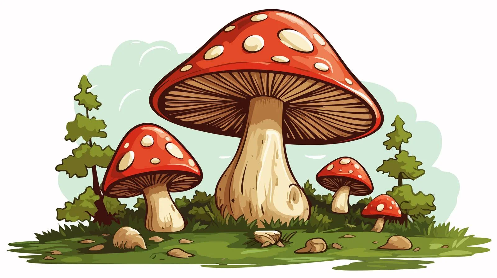 Retro Cartoon Mushroom Illustration — free download from Dotvec