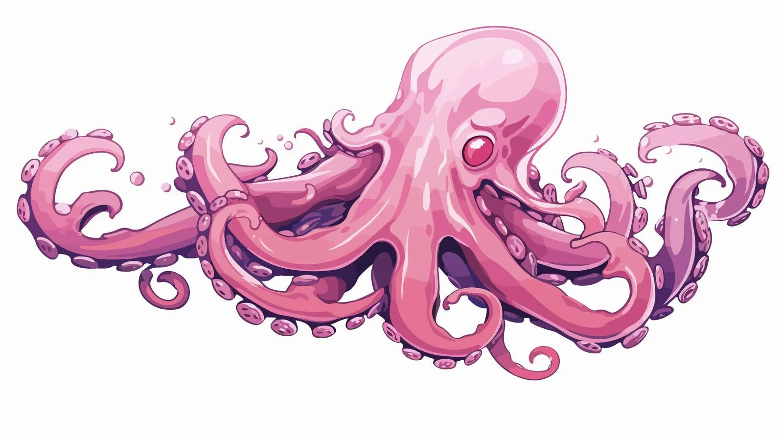 Vintage Pink Tentacle Cartoon Vector Illustration — free download from Dotvec