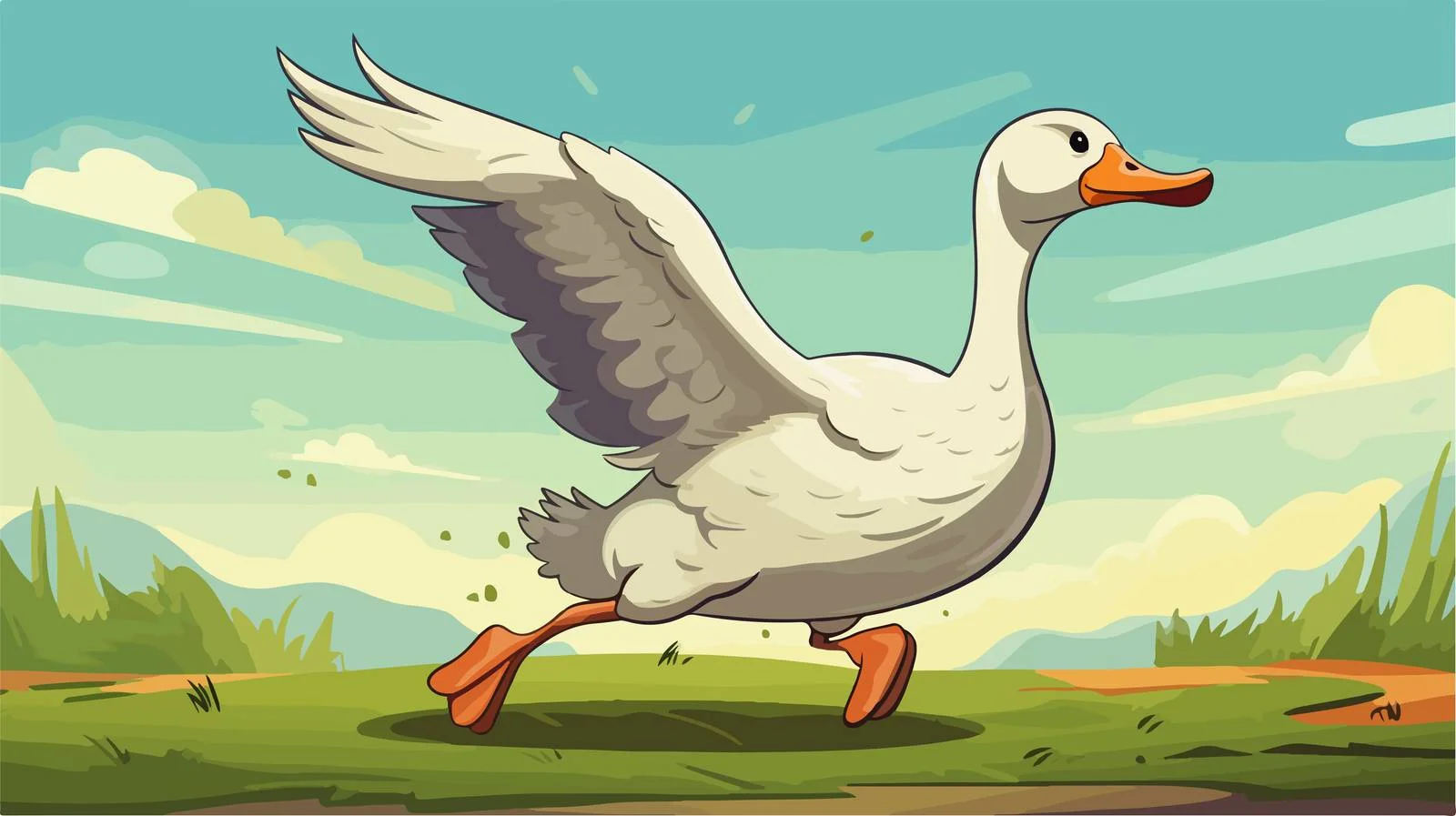 Vintage Goose Cartoon Illustration — free download from Dotvec