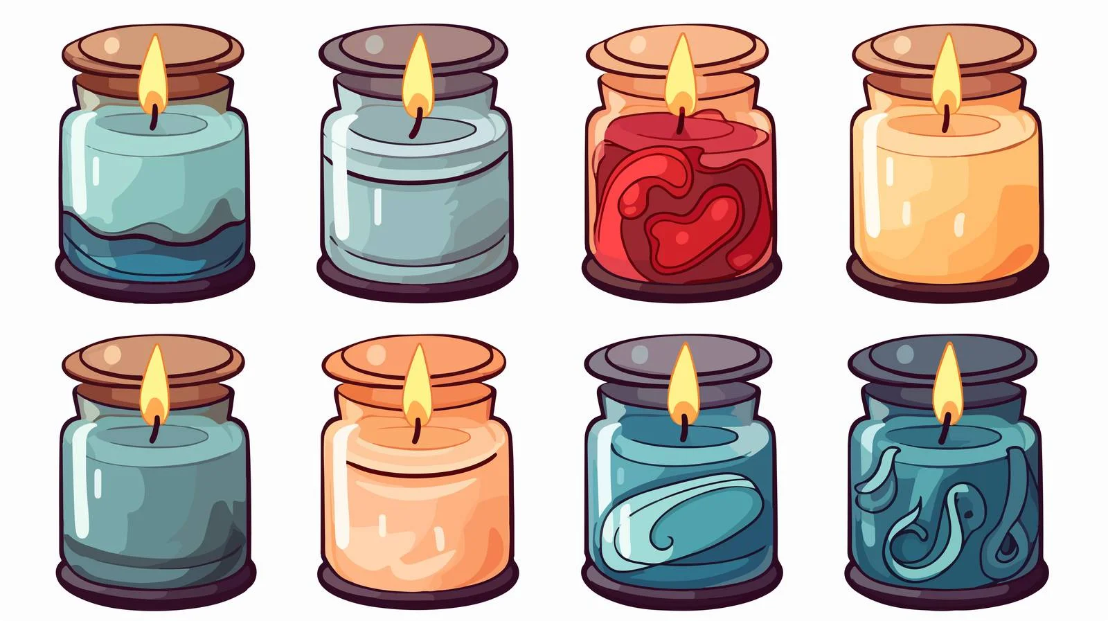 Retro Cartoon Scented Candles Vector Illustration — free download from Dotvec