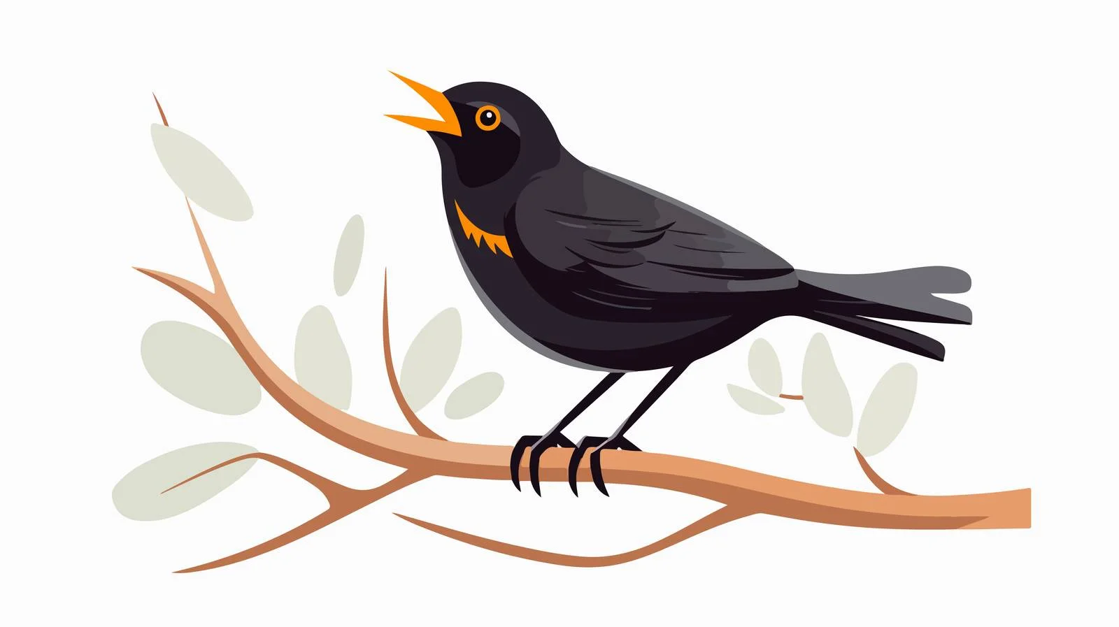 Retro Cartoon Singing Blackbird Vector Illustration — free download from Dotvec