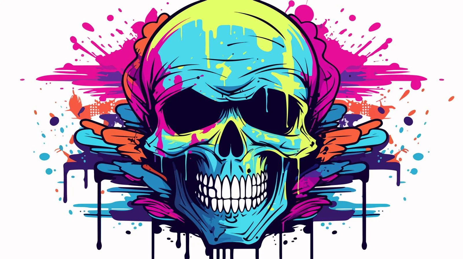 Retro Cartoon Skull Graffiti Vector Illustration — free download from Dotvec