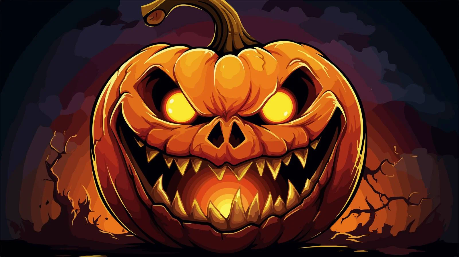 Spooky Pumpkin Cartoon Vector Illustration — free download from Dotvec