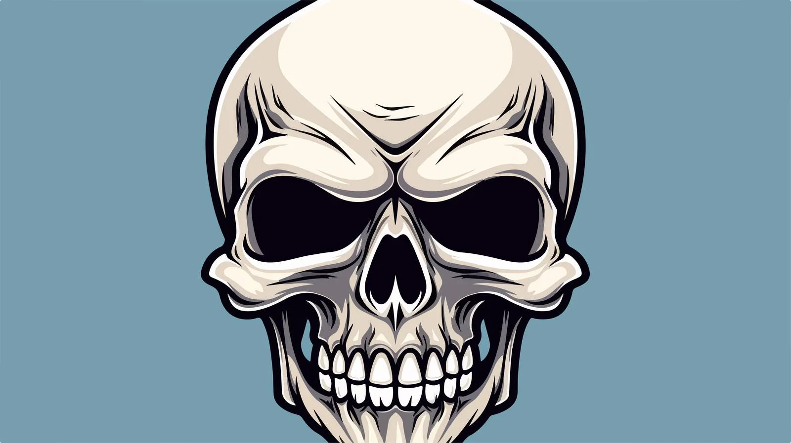 Spooky Skull Cartoon Vector Illustration — free download from Dotvec