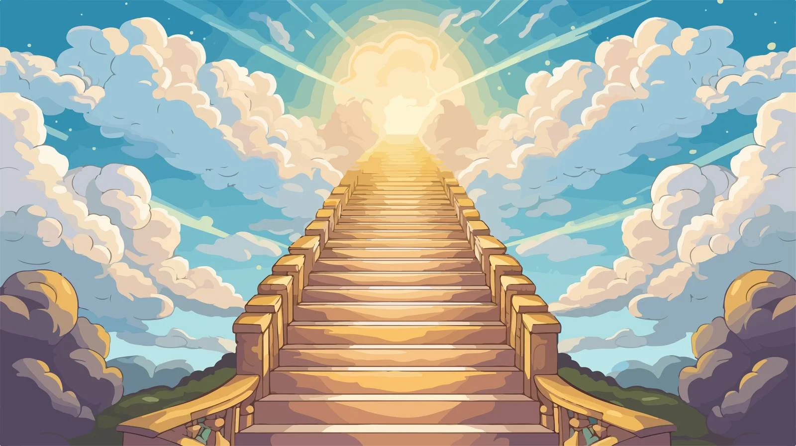 Retro Cartoon Stairway to Heaven — free download from Dotvec