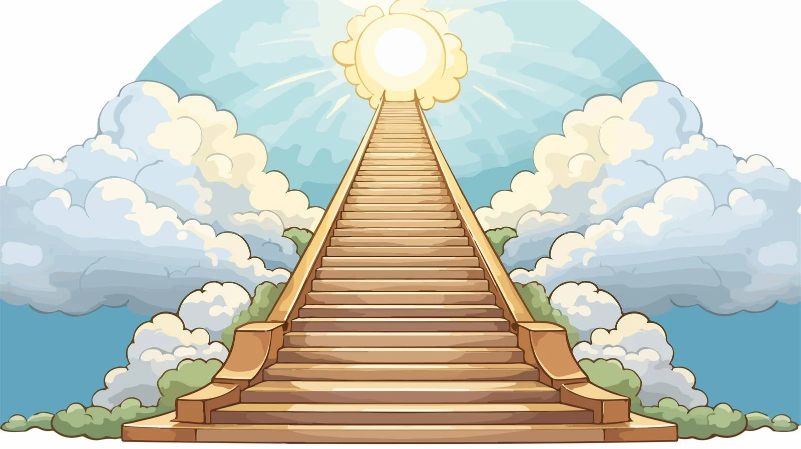Vintage Cartoon Heaven Stairway Illustration — free download from Dotvec