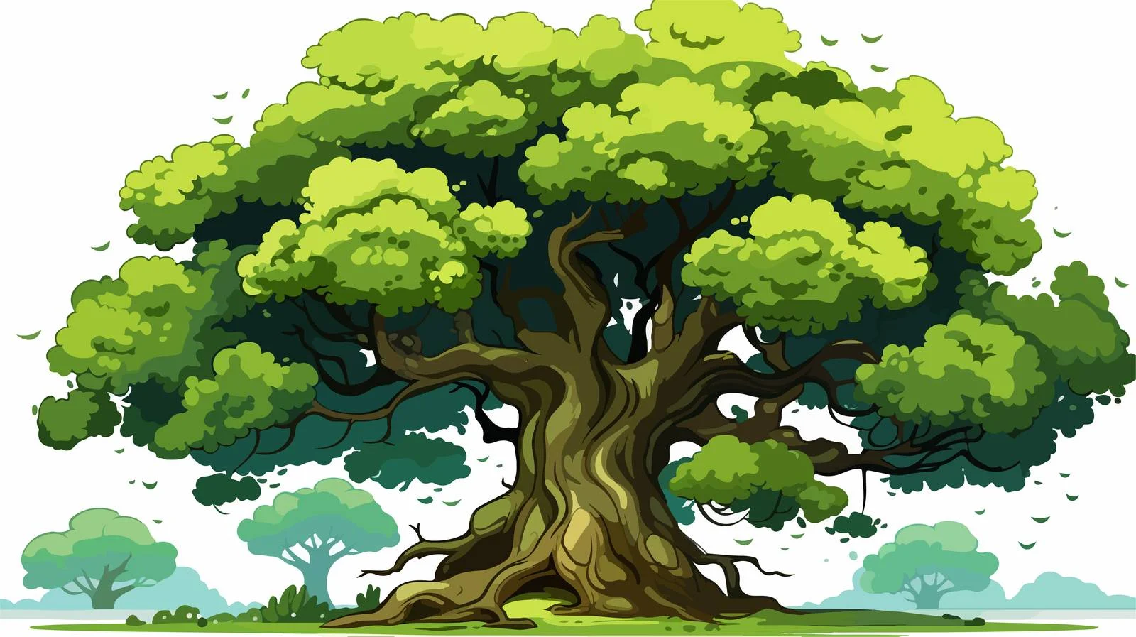 Retro Cartoon Tree Illustration — free download from Dotvec