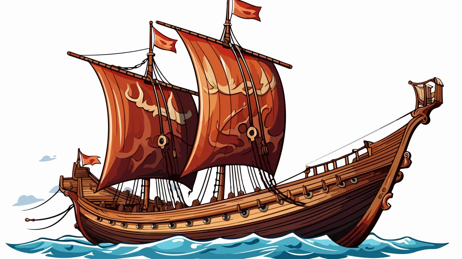 Retro Cartoon Viking Ship Illustration — free download from Dotvec