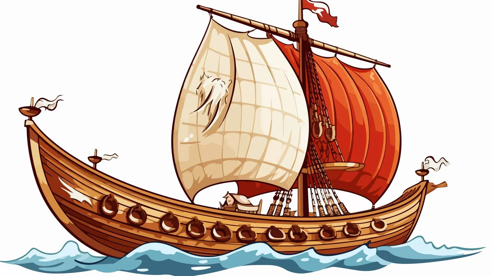 Retro Cartoon Viking Ship Vector Illustration — free download from Dotvec