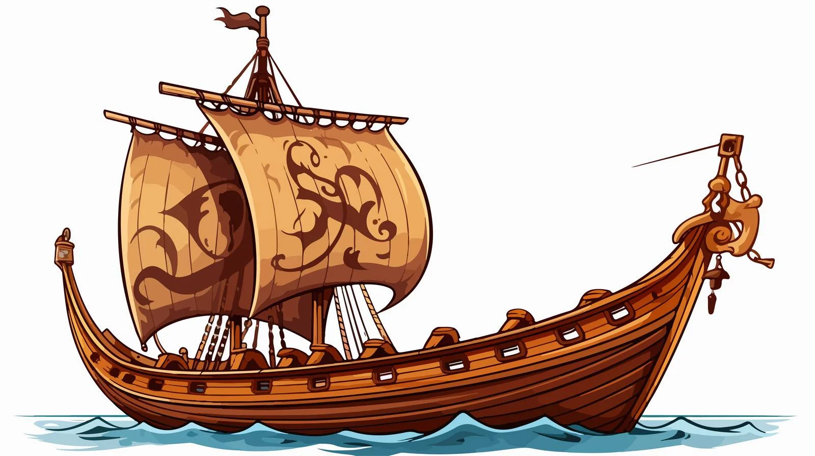 Retro Cartoon Viking Ship Vector Illustration — free download from Dotvec