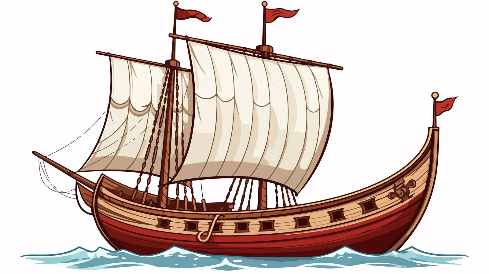 Retro Cartoon Viking Ship Illustration — free download from Dotvec