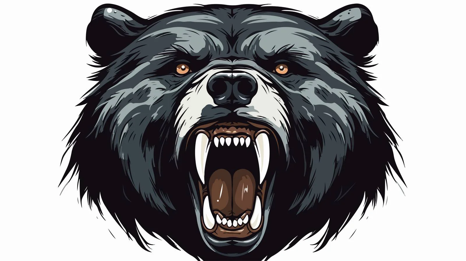 Retro Black Bear Cartoon Face Illustration — free download from Dotvec