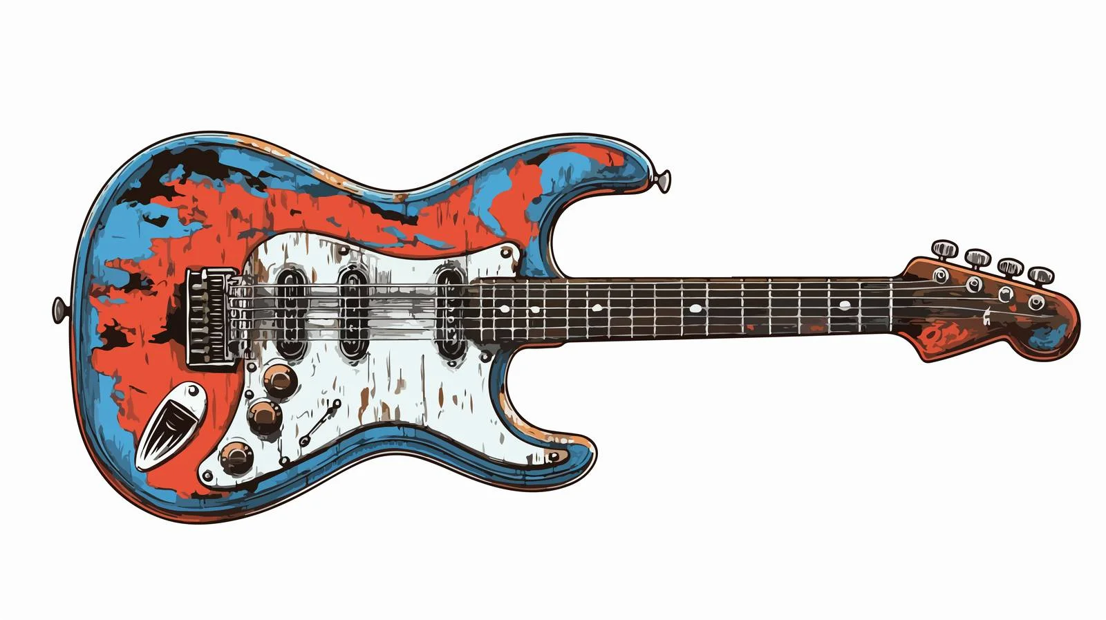 Vintage Comic Electric Guitar Illustration — free download from Dotvec