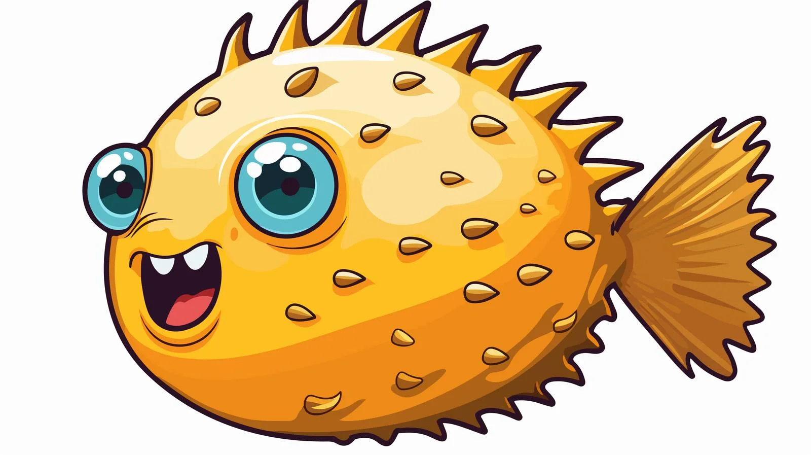 Vintage Puffer Fish Cartoon Illustration — free download from Dotvec