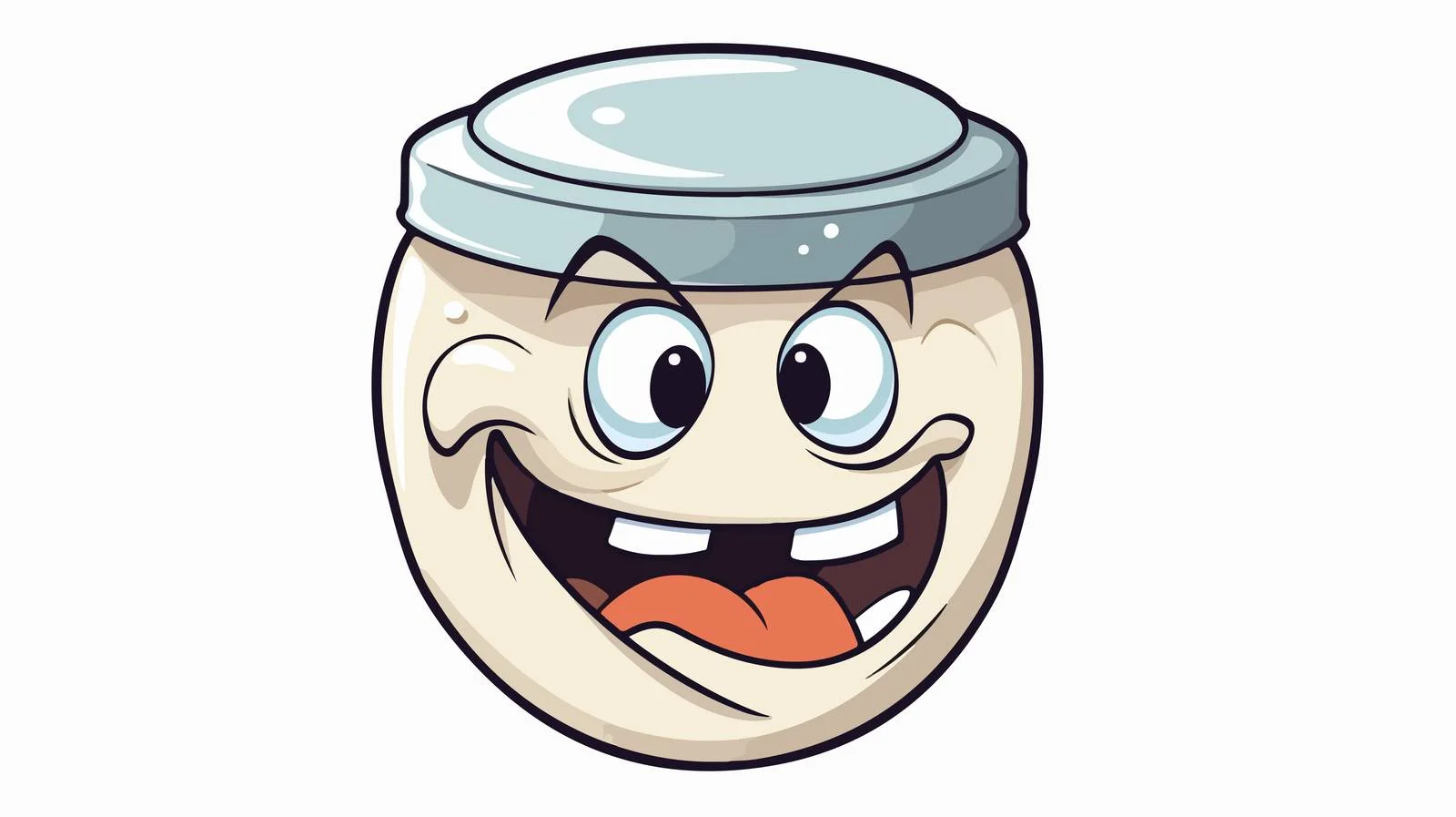 Vintage Distressed Cartoon Face Cream Sticker — free download from Dotvec