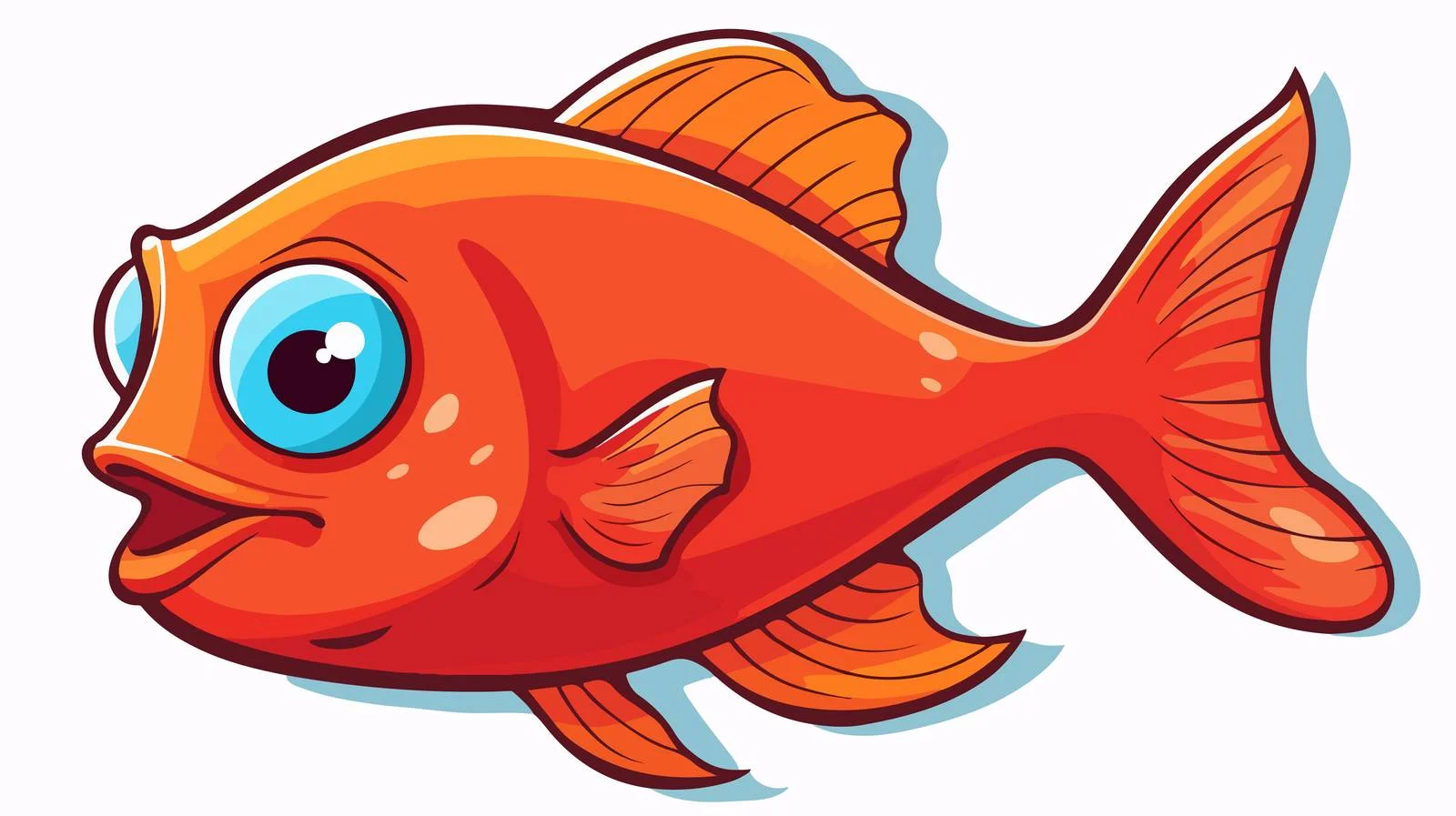 Vintage Cartoon Happy Fish Sticker — free download from Dotvec