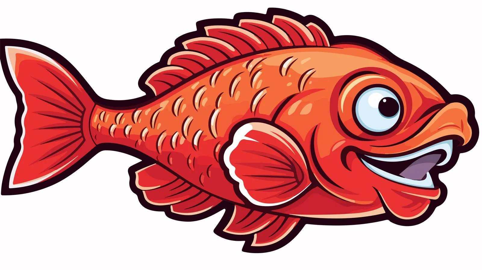 Vintage Happy Fish Sticker — free download from Dotvec