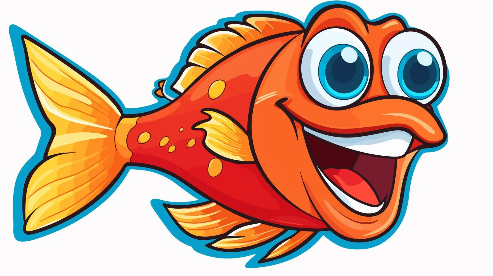 Retro Distressed Happy Fish Sticker — free download from Dotvec